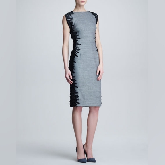 Lela Rose Dresses & Skirts - Lela Rose Flutter Lace Sheath Dress Heather Gray Size 6